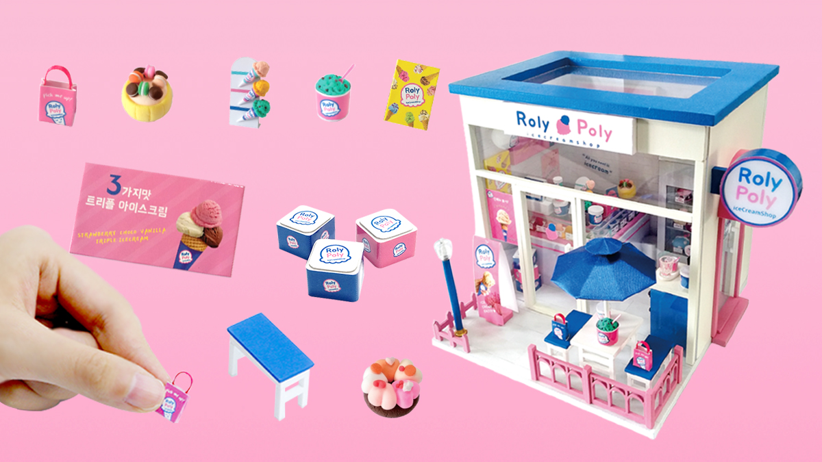 [DIY미니어처] <내손으로 만들자> 미니어처 RolyPoly 아이스크림샵 제작 키트