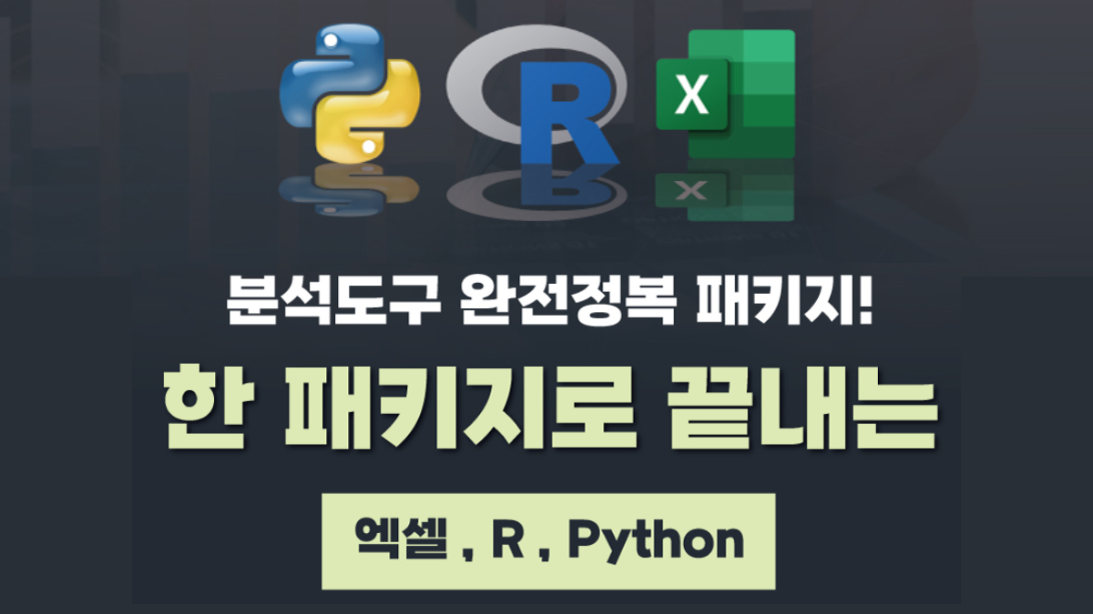 [엑셀매뉴얼] 엑셀, R, 파이썬 다 담았다! 한 패키지로 끝장내는 분석도구 완전정복